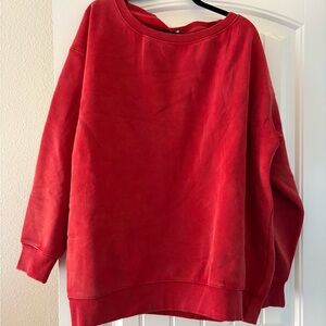 Cozy Red Sweatshirt - Off-Shoulder